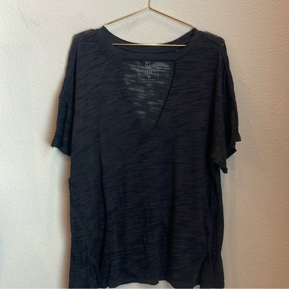 Free People We the Free Jordan Burnout Tee Shirt Oversized Boho V Neck Concert - Picture 4 of 9